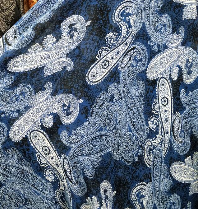 Chiffon boheme print paisley stof gør-det-selv sytilbehør åndbart kjole stof blomsterprint chiffon kjole stof