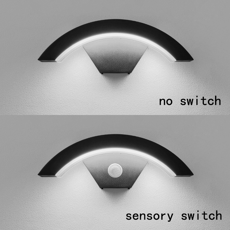 Halfronde buitenwandlamp IP65 waterdichte LED-verlichting met bewegingssensor Entree Veranda Tuin Binnenplaats Gangpad Wandlamp: Light Grey / Cold White