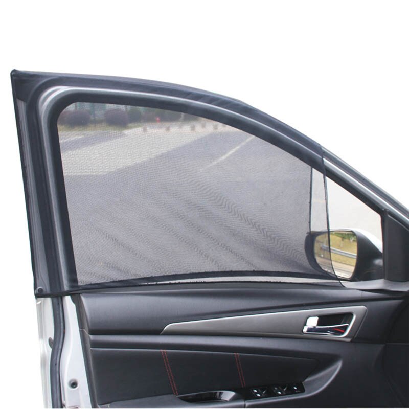 2PCS Car Curtains Front/Rear Side Window Net / Mesh Fabric Curtain Block The Sun Reduces Temperature Window Screens