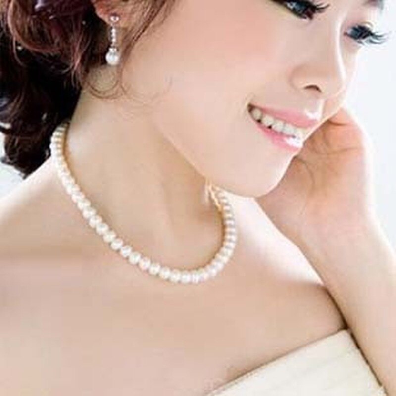 Neue Perle Halsketten für Frauen 8mm Simulierte Perle Kette Halskette Collier Femme Halsreif Hochzeit Braut Schmuck Party