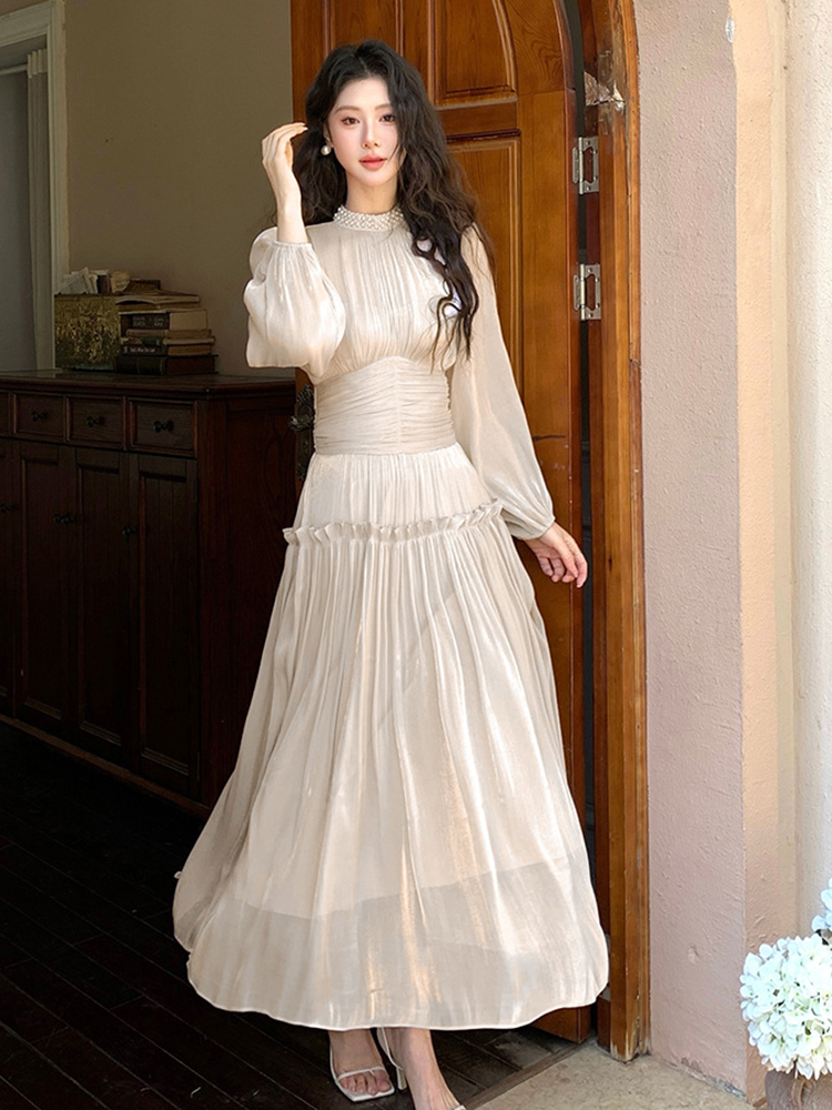 Französisch Romantik Abendkleid Frauen Kleidung Süße Fairycore Perle Falten max Kleid Geburtstag Party Vestidos Frühling