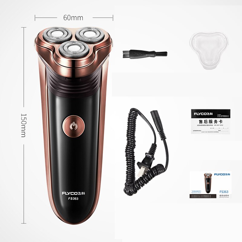 Flyco 100% Original FS363 Electric Shaver 3D Floating Blade Styling Rotating Support Rechargeable for Men