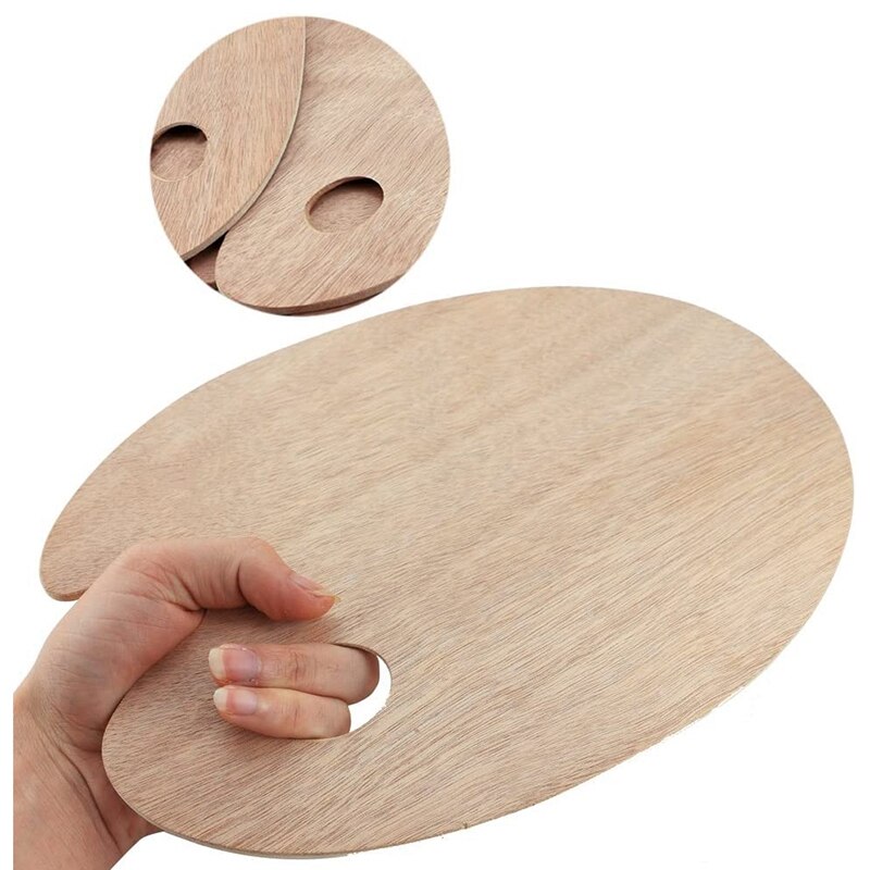 Paquete de 3 paletas de pintura ovaladas de madera de 8 pulgadas x 12 pulgadas para uso en acrílico, acuarela, pinturas al óleo y pinceles