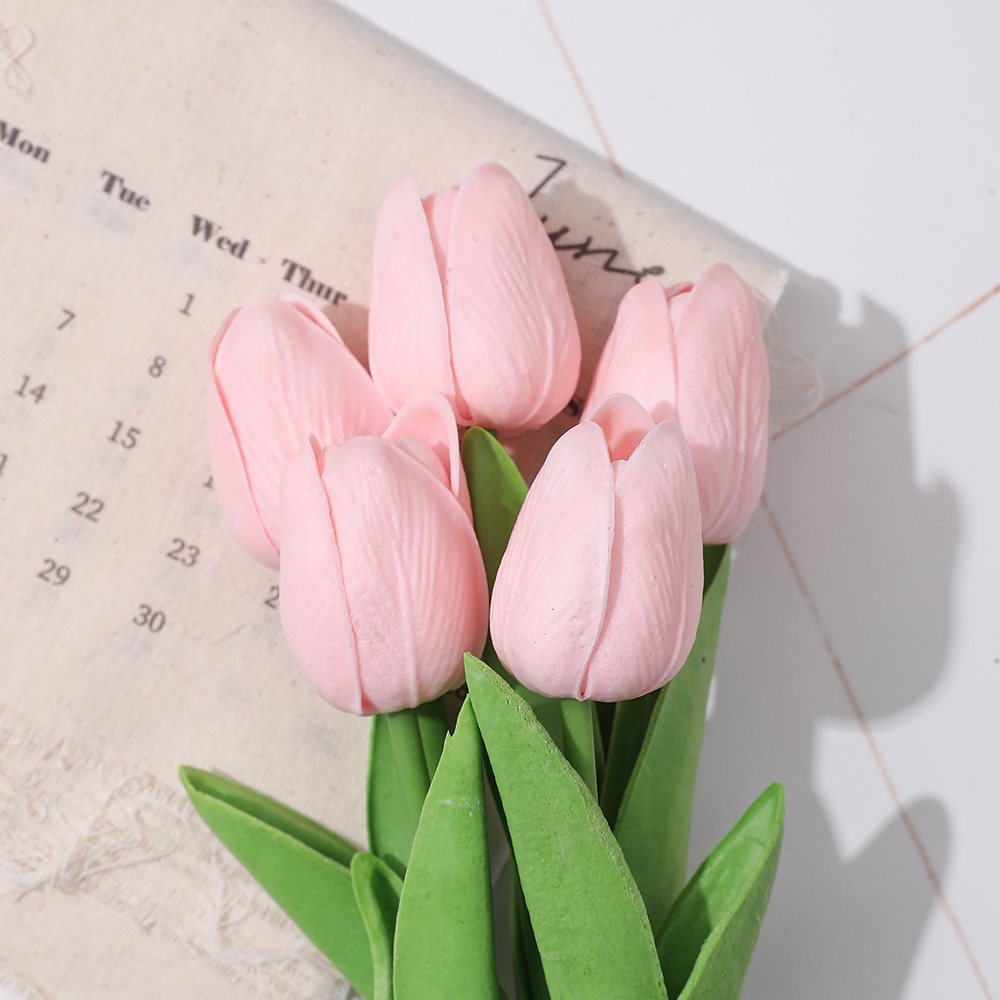 5/10 pçs tulipa flores artificial buquê de tulipa pe espuma flor falsa para cerimônia de casamento decoração casa jardim buquê decoração: L / Azul