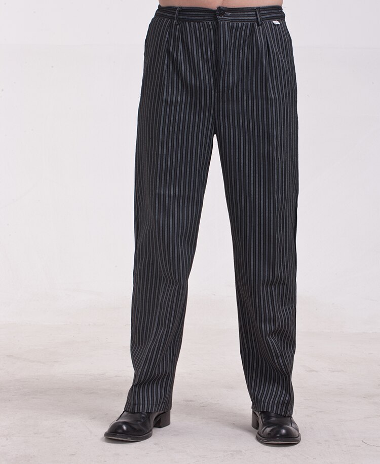 unisex Koch hosen Restaurant Uniform Koch Schlauch grau gestreiften Elastische arbeitskleidung für männer Zebra hosen kochen kostüm: Schwarz / L
