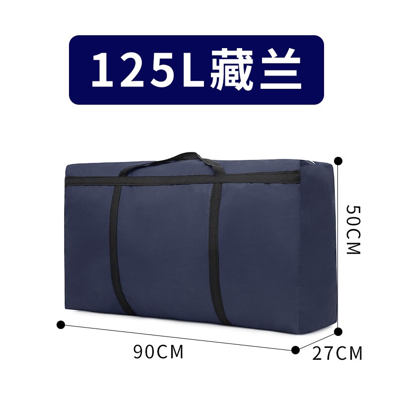 Bolsa de lona Oxford de gran capacidad para embalaje móvil, 180L tejida de bolsa de lona, artefacto de almacenamiento de edredón, portátil, piel de serpiente: Dark blue 125L