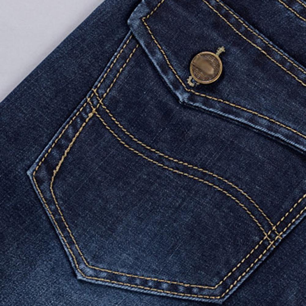 Herrejeans klassiske lige denimjeans med lynlås plisserede slanke blå sorte jean mænds ridsede lange bukser