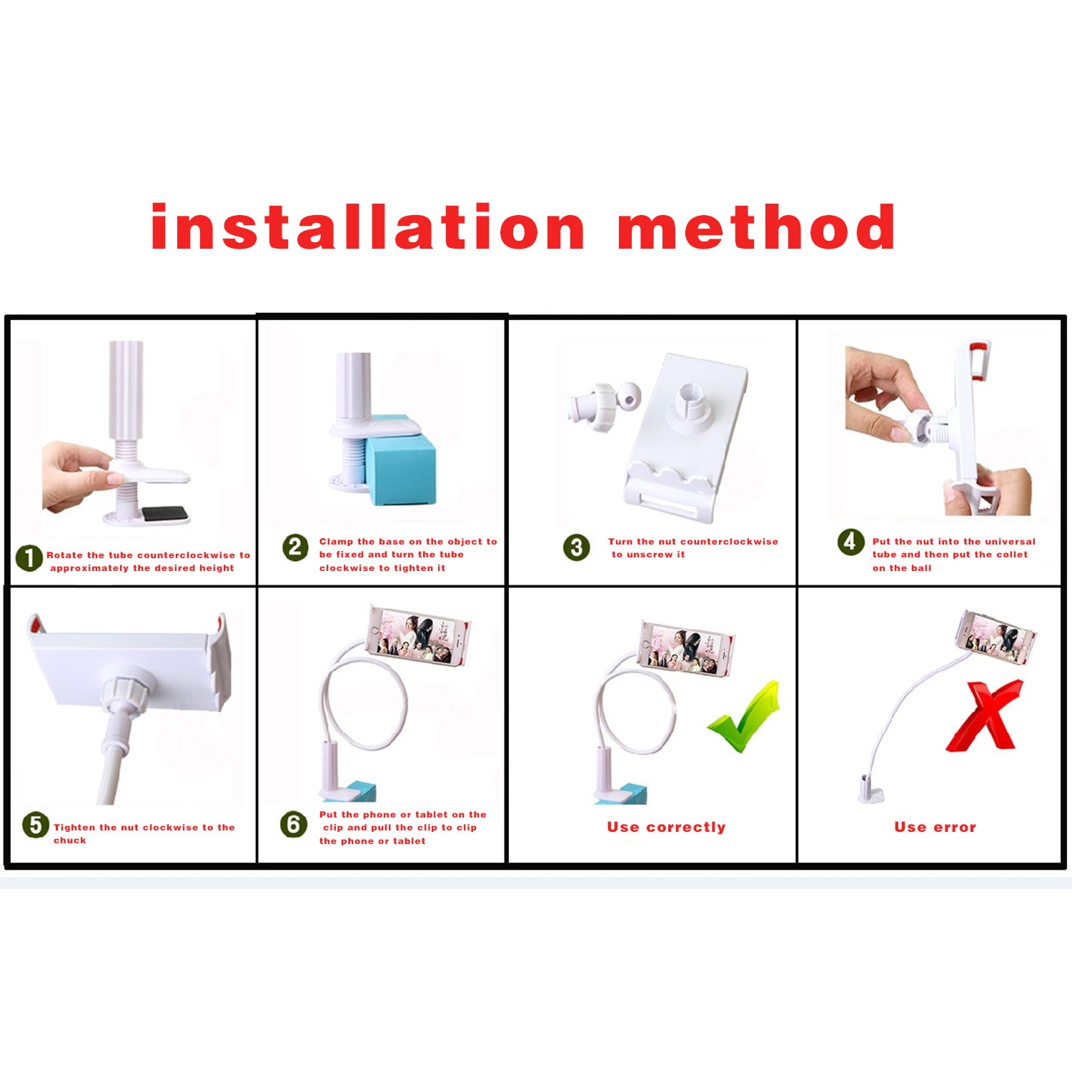 Universal 360 Degree Flexible Table Stand Mount Holder For iPhone iPad Tablets VDX99