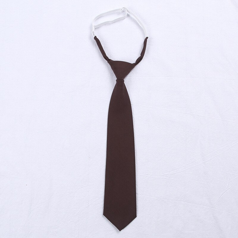 11 Solid Colors Men's Boy's Adjustable Neck Ties Narrow Necktie Accessories For JK DK School Uniform Students Cloths: Brown