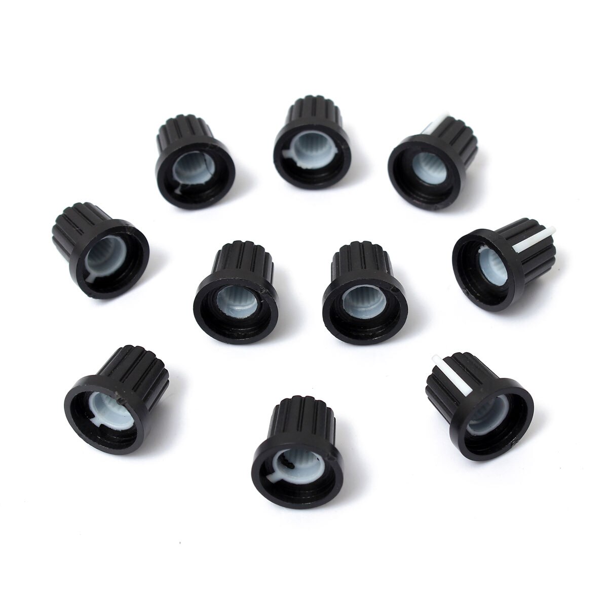 Nyeste!! 10 stk 6mm akselhull dia plastgjenget riflet potensiometer knotter hetter