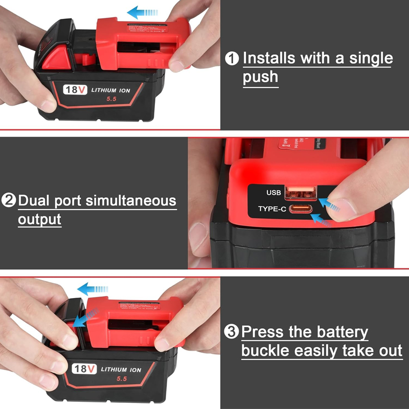 Milwaukee 18V Battery Adapter With USB Ports - Power Your Devices & DIY Projects Anywhere