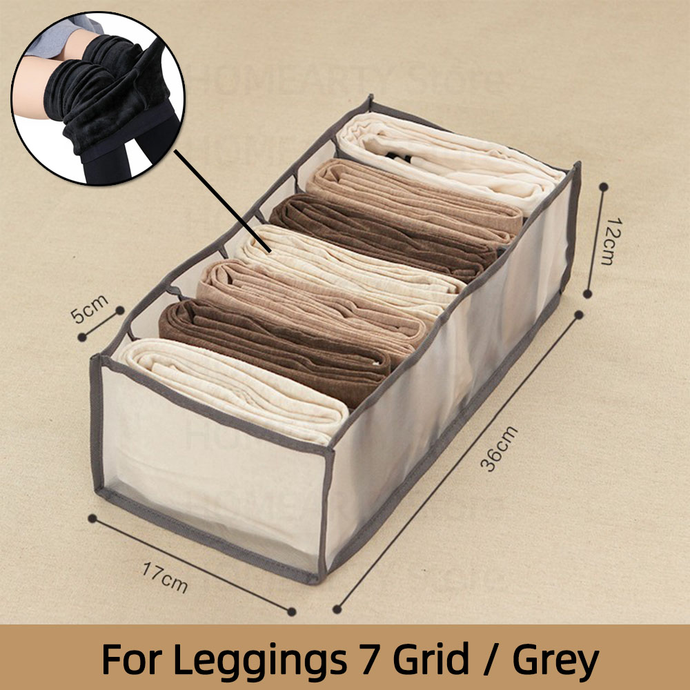 Organizador de armario para ropa interior, caja de almacenamiento para calcetines, bolsa de almacenamiento para armario, sujetador, pantalones, cajón divisor: Clothes-7GridsGrey