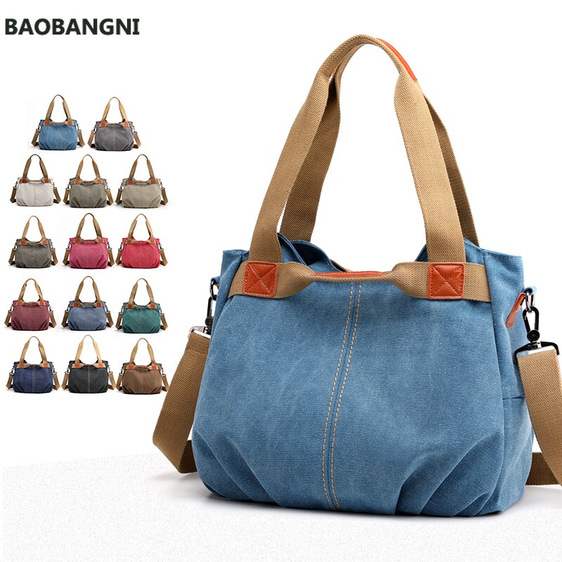 Canvas Hobos Bag Women Handbags Female Large Capacity Leisure Shoulder Bags for Travel Weekend Outdoor Bolsas Colors