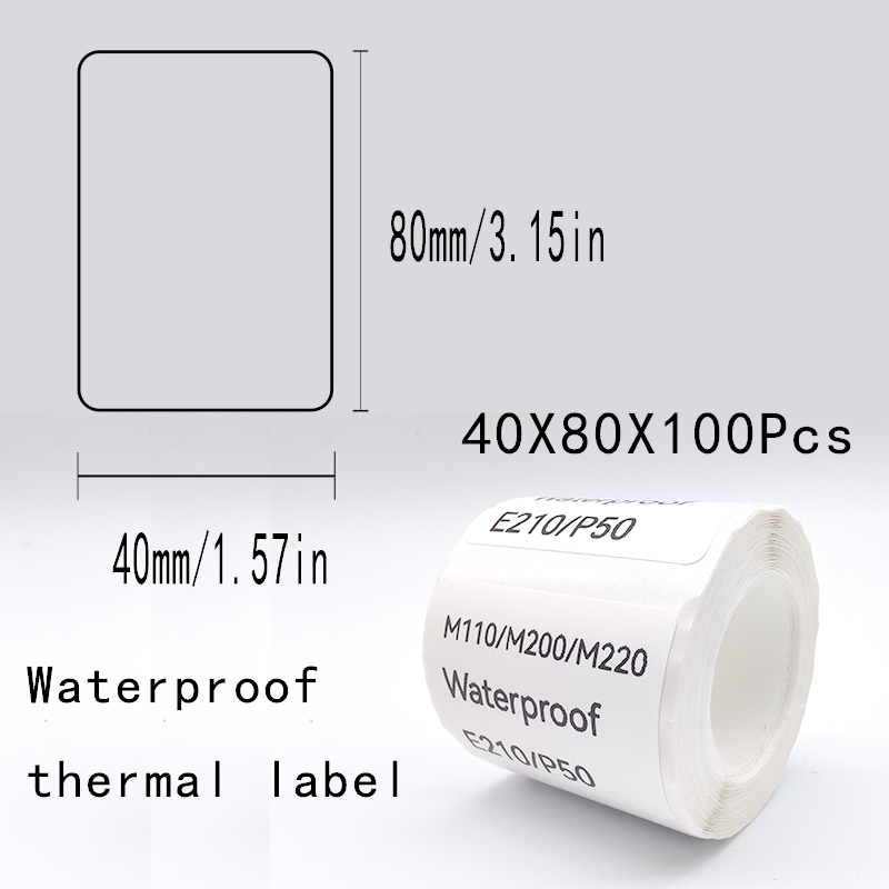 5PK YLF23 E210 Label Paper Sticker 50*30mm Use for P50 Thermal Label Printer M110 Label Maker DIY adhesive Label Tape: black