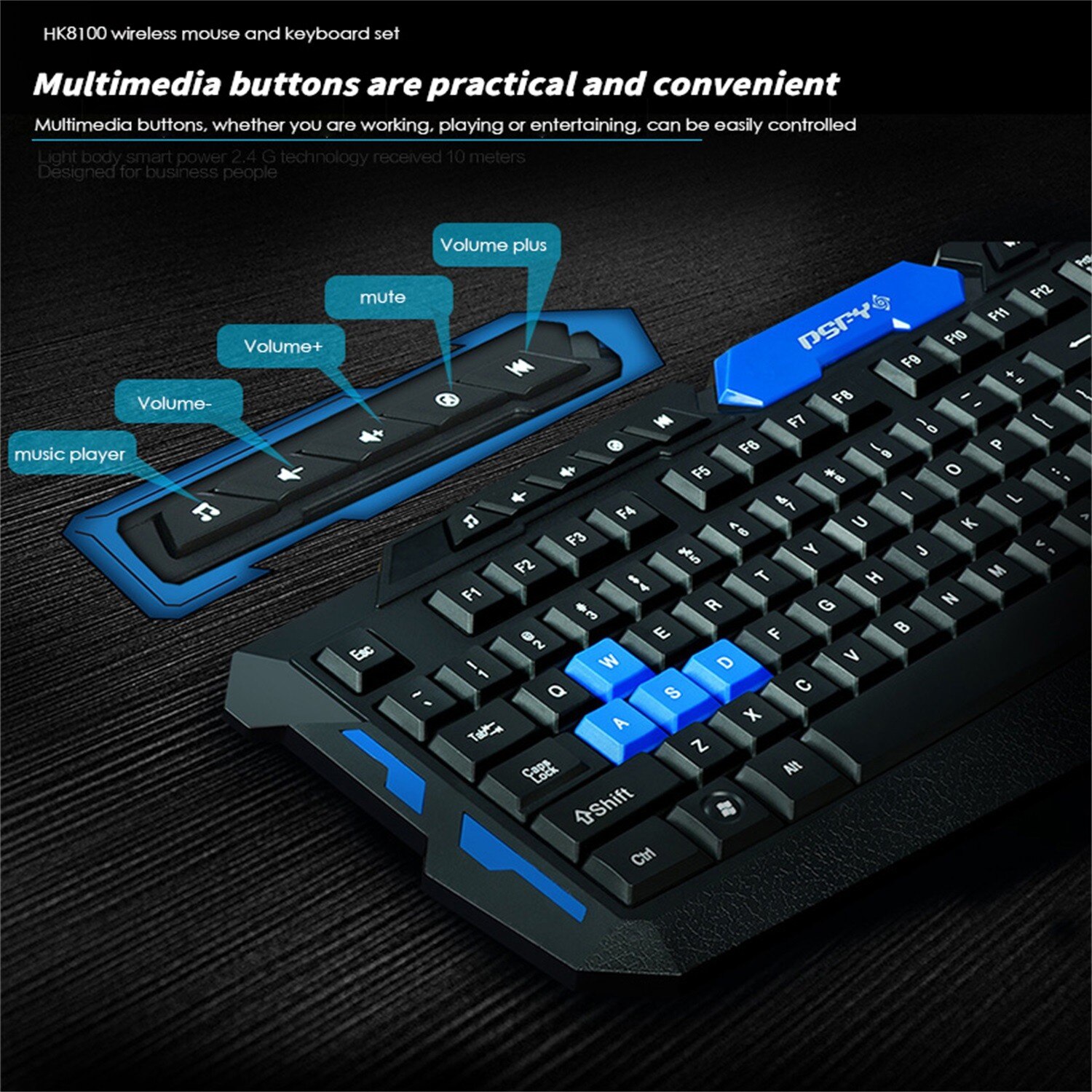 HK8100 Draadloze Muis En Toetsenbord Set Gaming Toetsenbord Muis Set 1200 Dpi Plug En Play 2 In1 Draadloze Gaming Toetsenbord en Muis