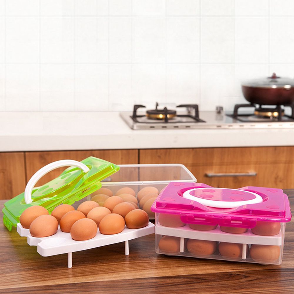 24 gitter æg kasse mad container arrangør bekvem opbevaring kasser dobbelt lag holdbare multifunktionelle skarpere køkkenprodukter