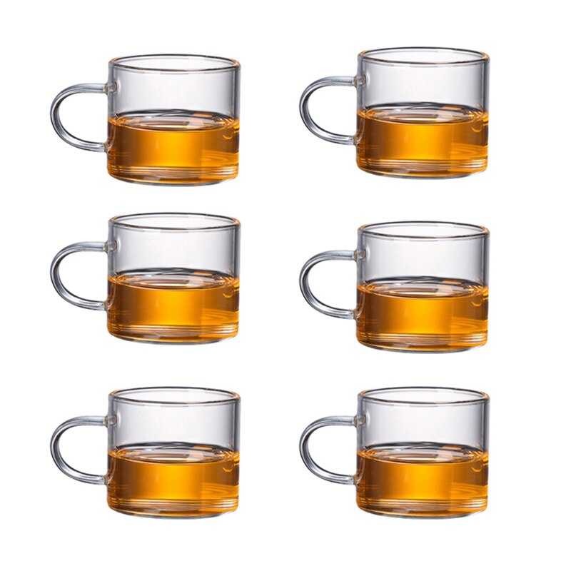Hittebestendig Glas Theepot Met Roestvrijstalen Theefilter Verwarmde Container Thee Pot Goede Clear Ketel Vierkante Filter Manden: 6pcs 80ml clear