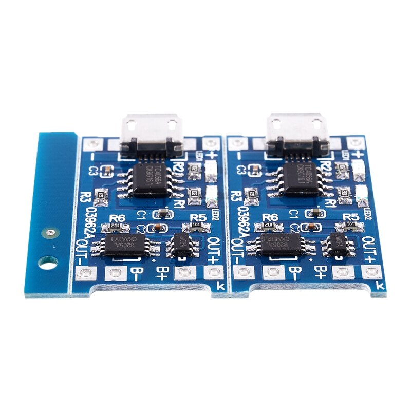 2PCS Blue 5V Micro USB 1A 18650 Lithium Battery Charging Board