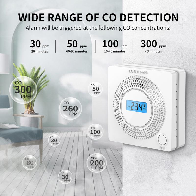 Combinatie Rookmelder En Koolmonoxide Detector Met Display, Batterij Operated Rook Co Alarm Detector Sensor