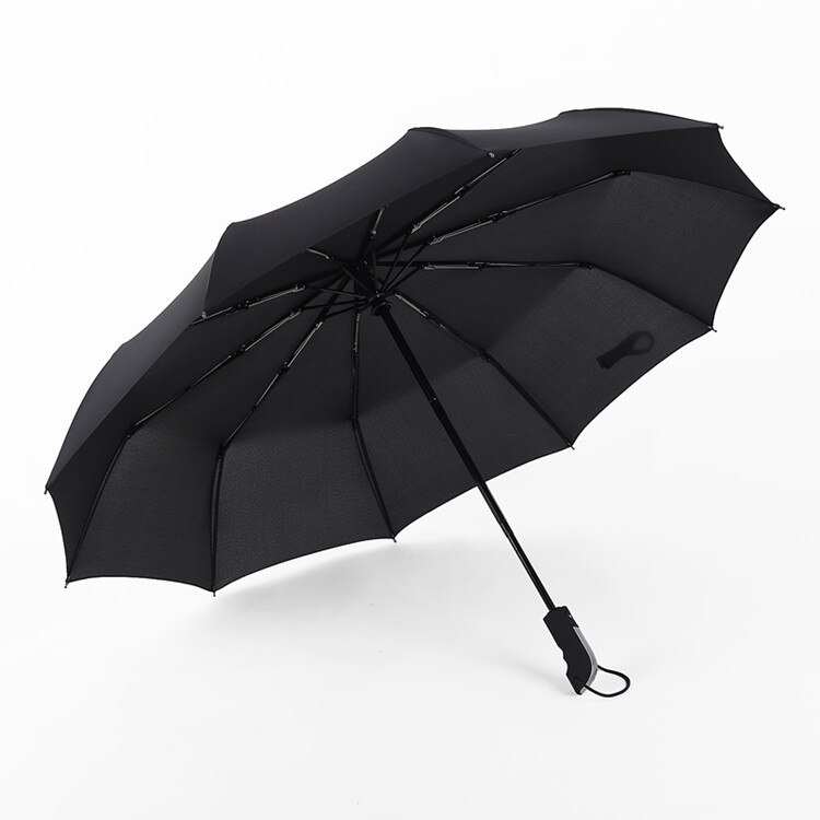 Ten Bones Fully Automatic Umbrella Sunny Umbrella Advertising Umbrella 3 Fold Umbrella Men's Business Christmas: Black