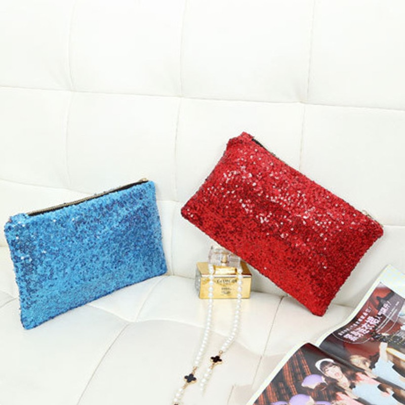 Womens Dames Glitter Sparkling Pailletten Handtas Avondfeest Clutch Bag