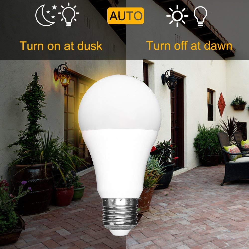Yellow LED Bug Light Bulb 7W 60W Light Bulb Equivalent Dusk to Dawn Smart Sensor LED Bulb 7W E26 Yellow LED 2000k Automatic