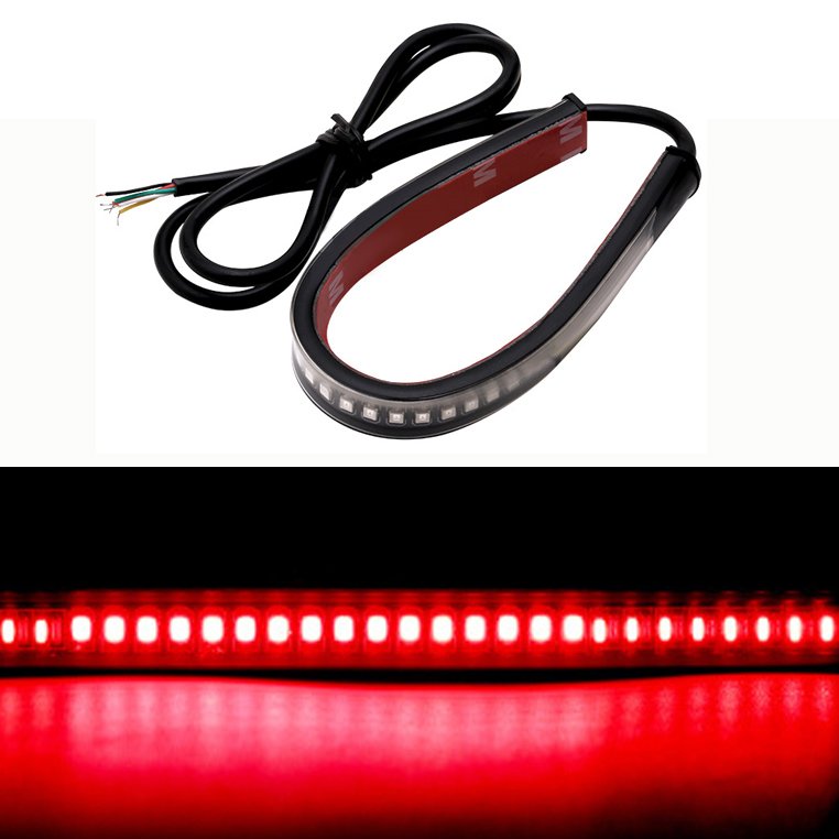 Fleksibelt led-lys til motorcykel, 48 led-stopsignallysbjælke, bagblinklys, bagbremsepære, bremselys