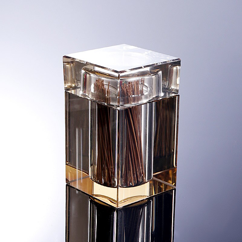 Boîte de rangement de cure-dents en verre, boîte créative de coton-tige, salle de bains, organisateur de coton-tige, décoration de bureau ZH671: Colour 1 brown