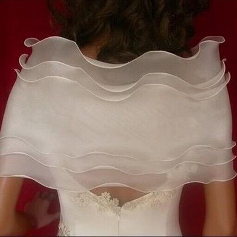Bolero corto con volantes para mujer, capa de novia roja y blanca, accesorios de boda baratos, novedad