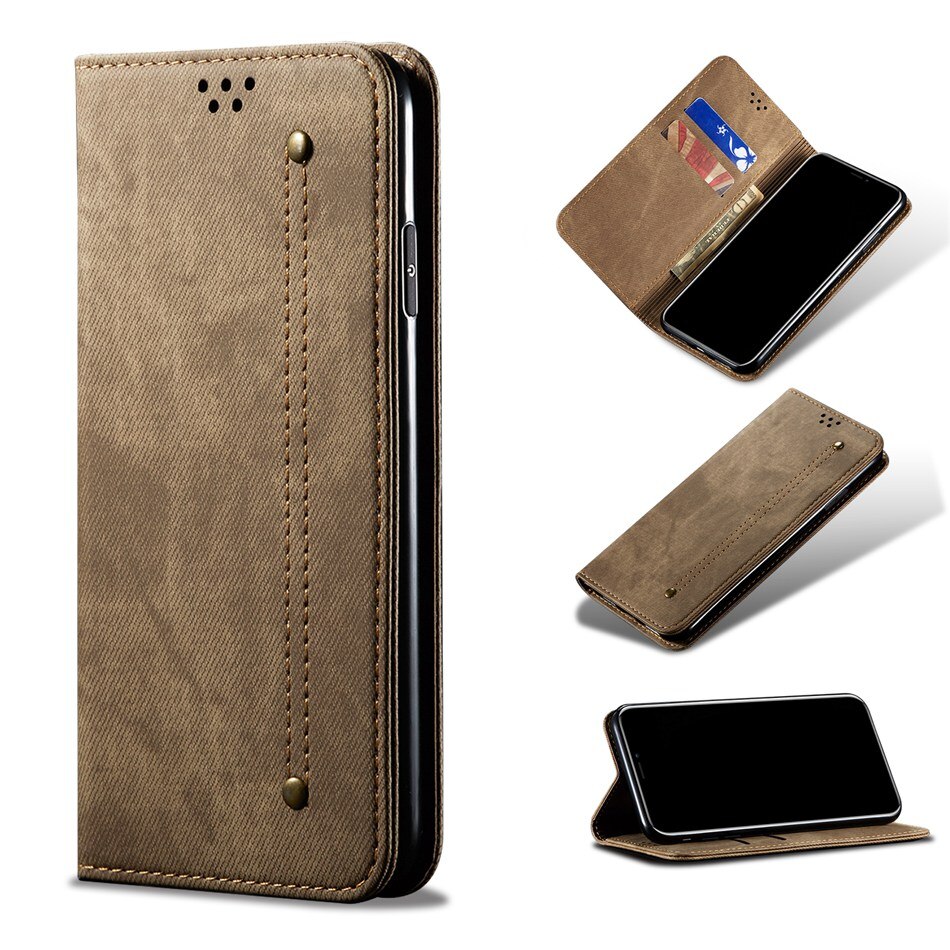 Retro læder tegnebog taske til oppo realme  c15 c11 flip cover pose kortholder stativ sag til realme  c11 c15 telefon sager