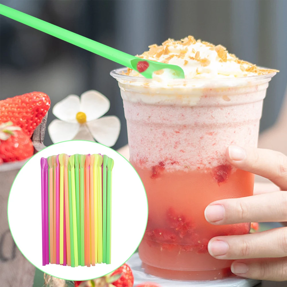 100-2000 Stuks Plastic Lepelrietjes - Milkshake Smoothie Feestartikelen