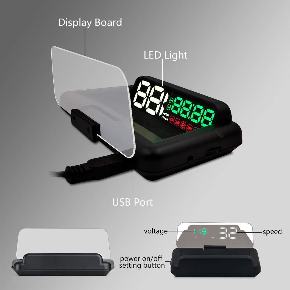 HUD C500 Display Mirror hud OBD2 Diagnostic Tool Projector Digital Speedometer Car Speed Security Alarm Head Up Display