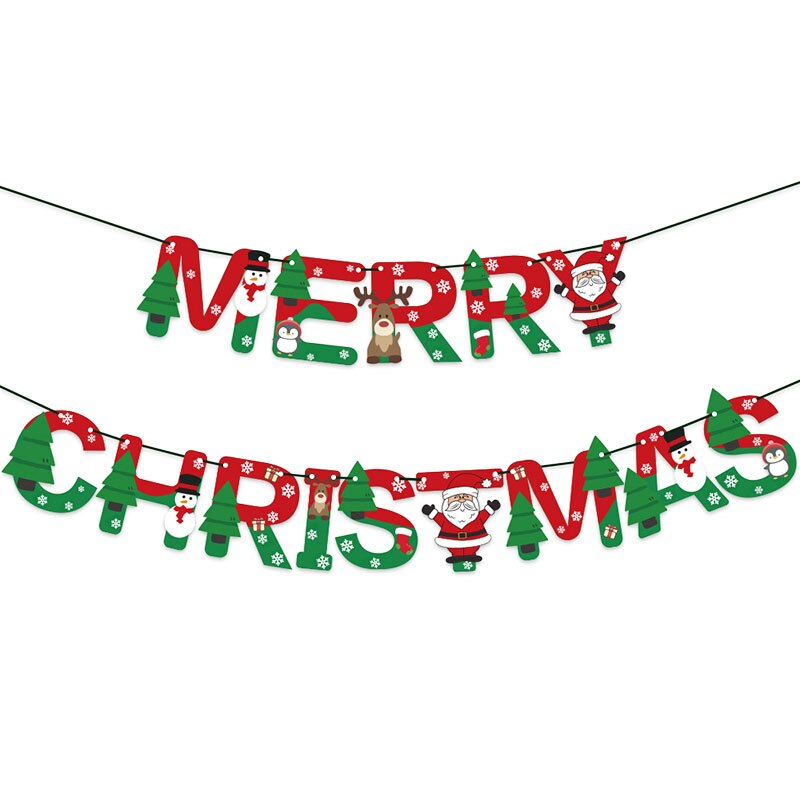 1pc guirlandes de bannières joyeux noël, bricolage, artisanat en papier, lettres multi-styles, décoration florale pour la maison, décoration suspendue de noël