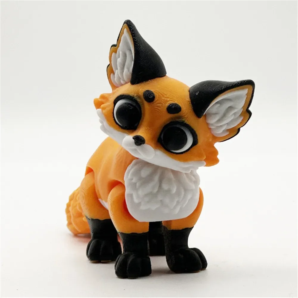 Oppgrader 3d -trykk dyrehund revefigur flerleddet bevegelig for kawaii-romdekor barnehjemstilbehør: Lys gul