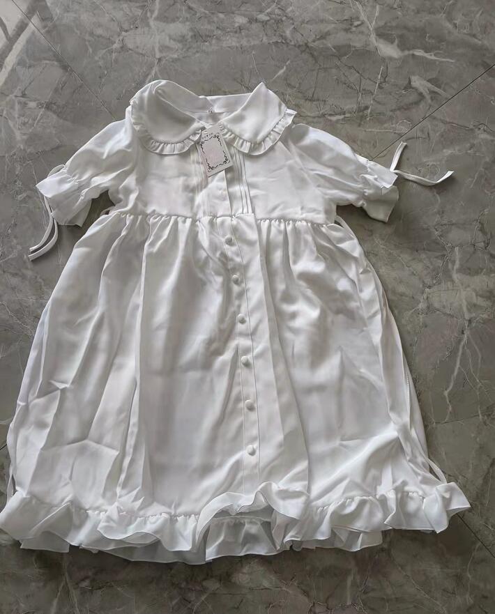 Vestido de diario Lolita blanco para adolescentes, Retro, Vintage, gótico, Victoriano, estilo japonés, para estudiantes de escuela, con volantes, princesa: White(Short Sleeve) / L