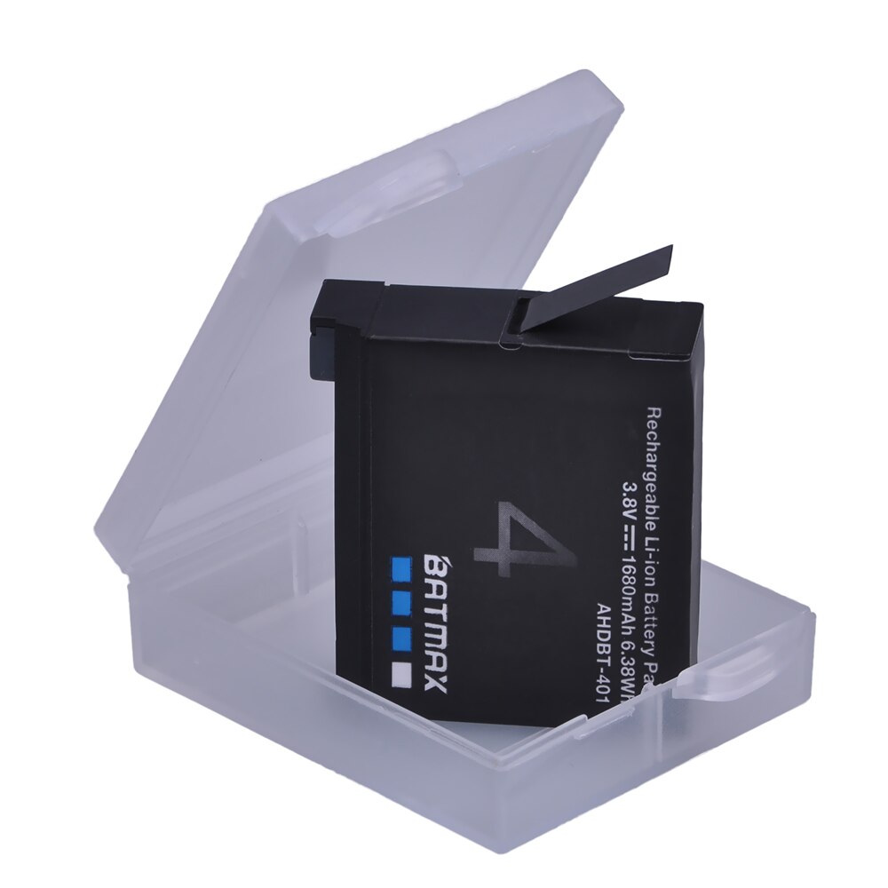 2 stks 1680 mah Gopro Hero 4 Batterij Vervanging Li-Ion Oplaadbare Batterij voor GoPro HERO4 GoPro AHDBT-401 Actie Camera Bateria