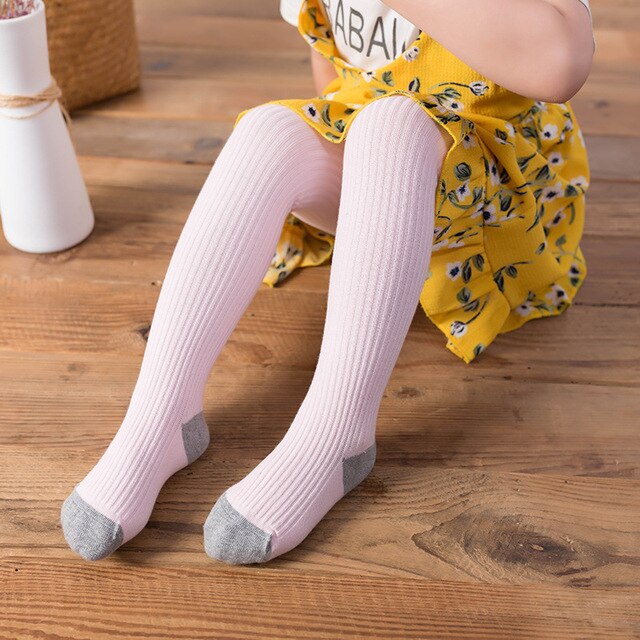Pantis de algodón para bebé, medias deportivas de punto a juego de colores para primavera y otoño, cálidos, de ocio suave: Rosa / L