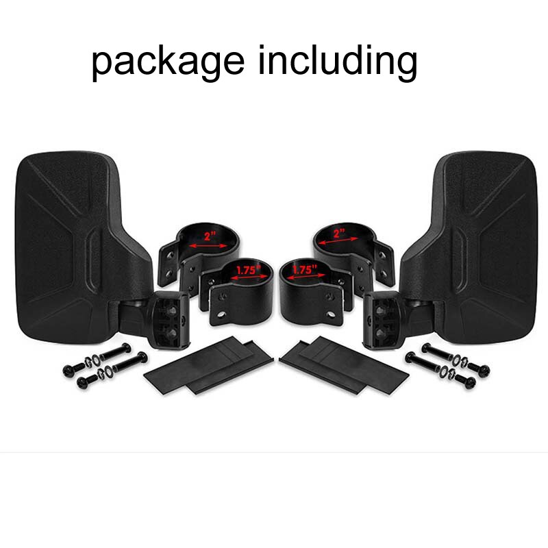 2PCS UTV Side View Mirrors for 1.75"/2" Roll Bar Cage Adjustable Wide Rear Clear View Mule Mirrors for Polaris RZR for Kawasaki