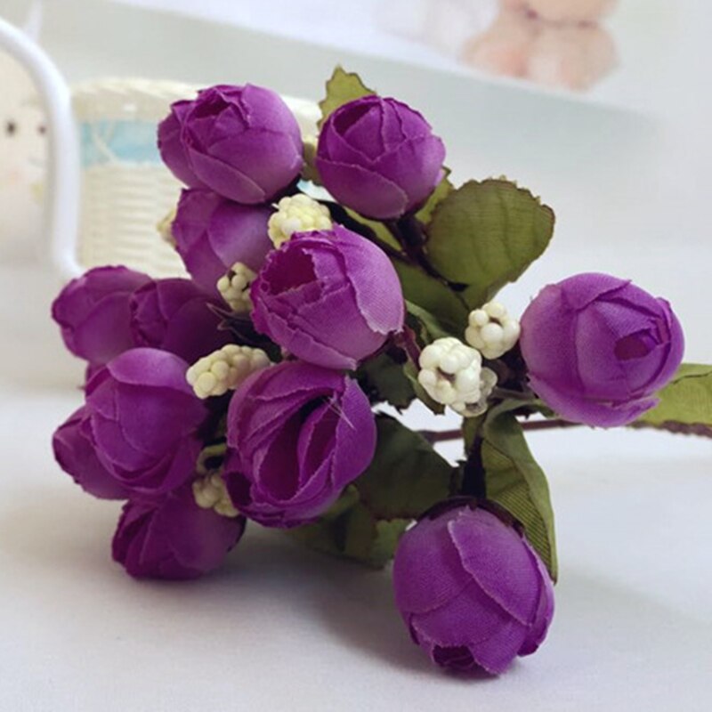 15 têtes de roses bractées simulation fleurs soie rose fleurs pour décoration maison mariage fête festival: Violet