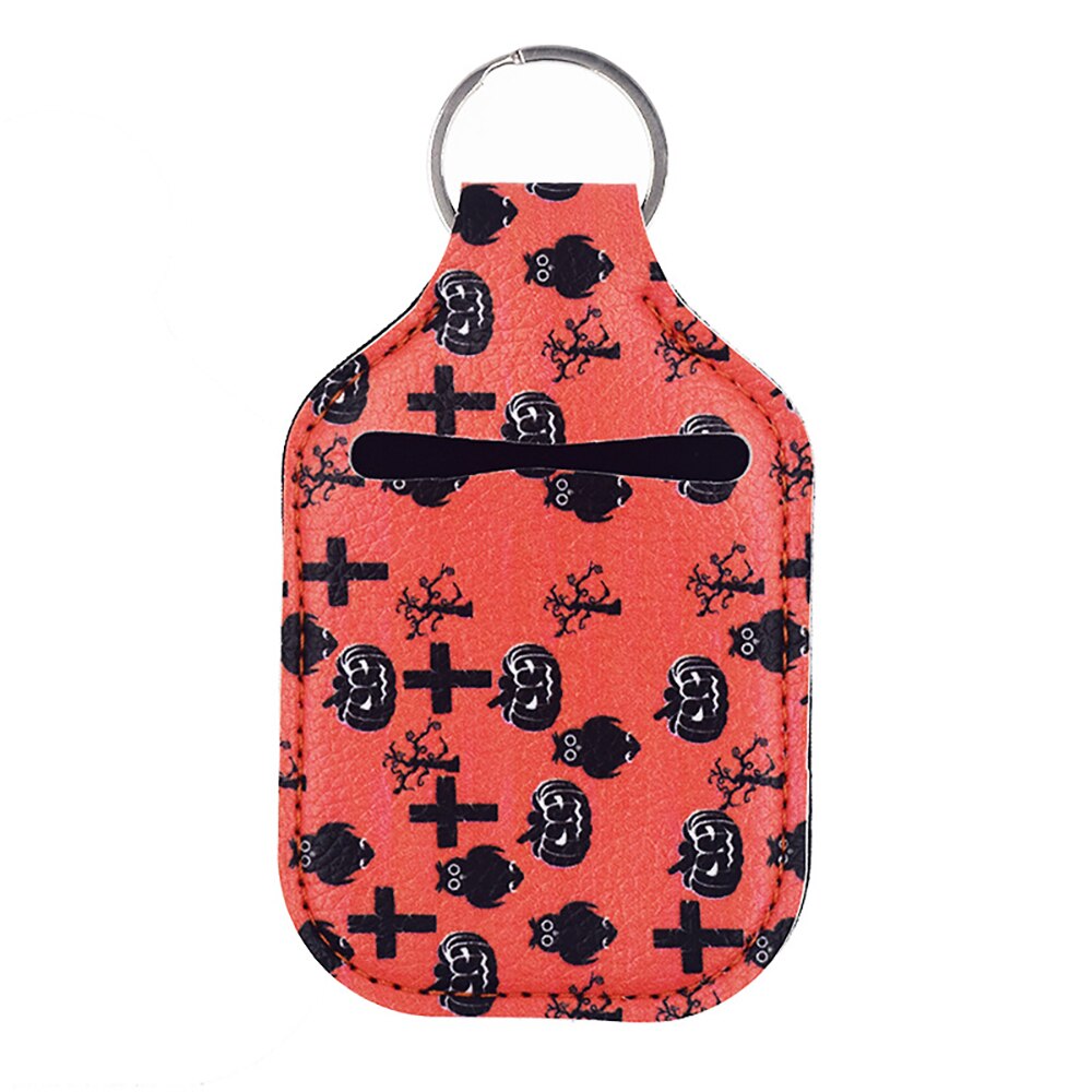 Spider Print Neoprene Hand Sanitizer Bottle With Keychain Bags 30ml Key Rings Hand soap Bottle Holder Halloween Christmas: 3