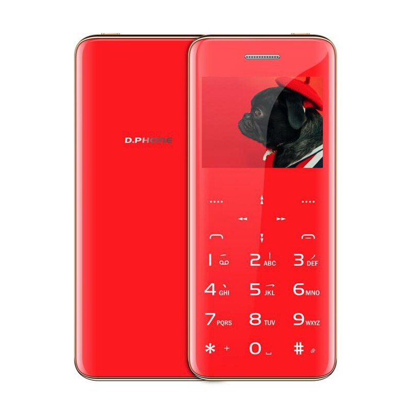 F2 Super Mini Plus Mobiele Telefoon 2.31 "Ultradunne Creditcard Metalen Body Bluetooth Mp3 Dual Sim Touch Knop Glas mobiel: DPhone F2 With 16GB / Rood