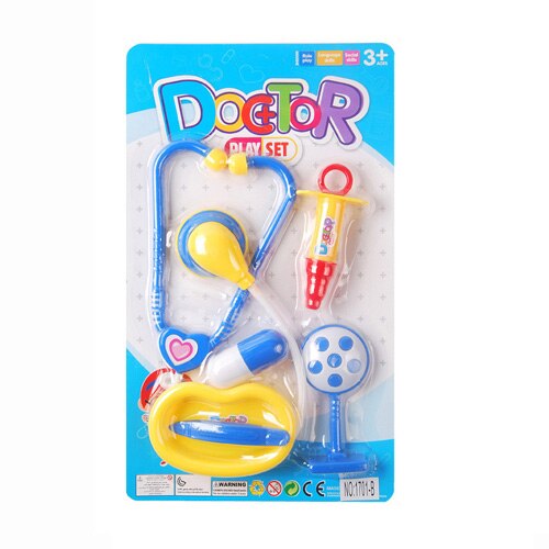 6 stk stetoskop sprøjte medicin kapsel pincet bakke kirurgisk lys foregive lege læge legetøj sæt til børn cosplay læge legetøj: Blå