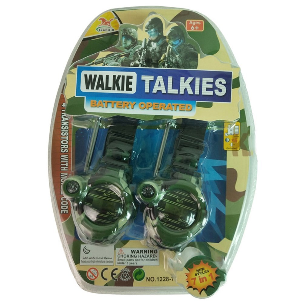 2Pcs Walkie Talkies Horloges Speelgoed Voor Kinderen 7 In 1 Camouflage 2 Way Radio Mini Walky Talky Interphone Klok kinderen Speelgoed