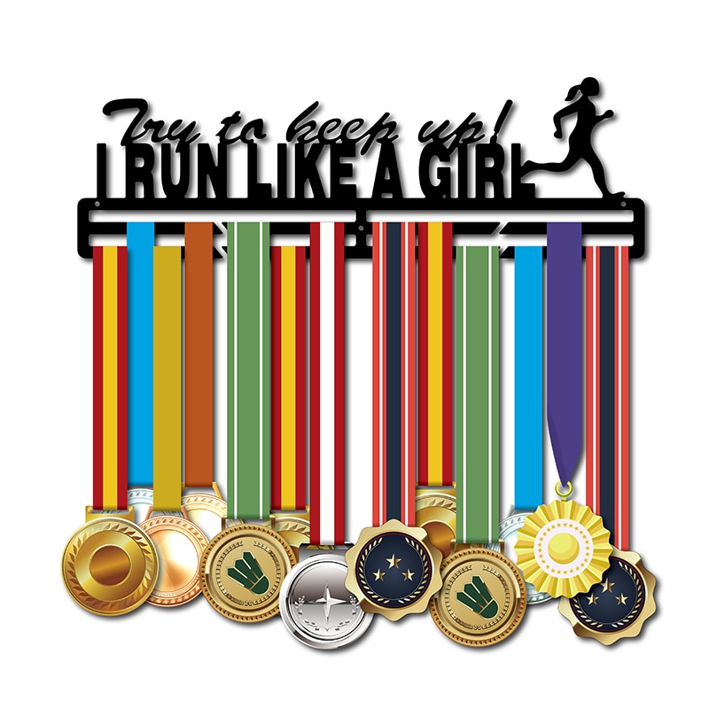 Medal hangers for running Race medal display hanger Run like a girl Medal holder for girl