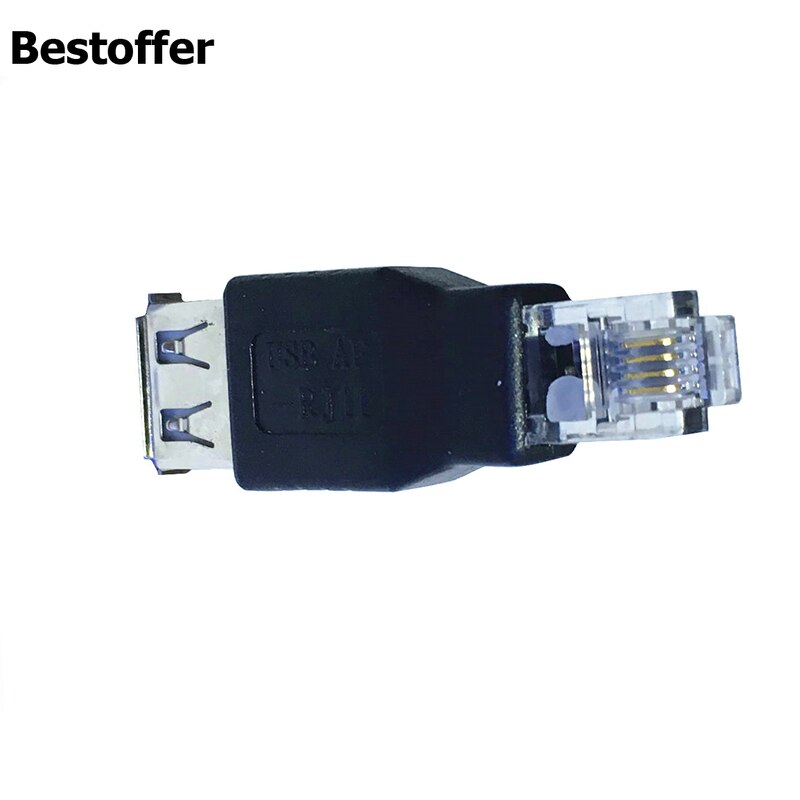 2 Pieces USB 2.0 A Female to RJ11 RJ12 4PIN Network Male Adapter Converters Phone 6P4C Jack