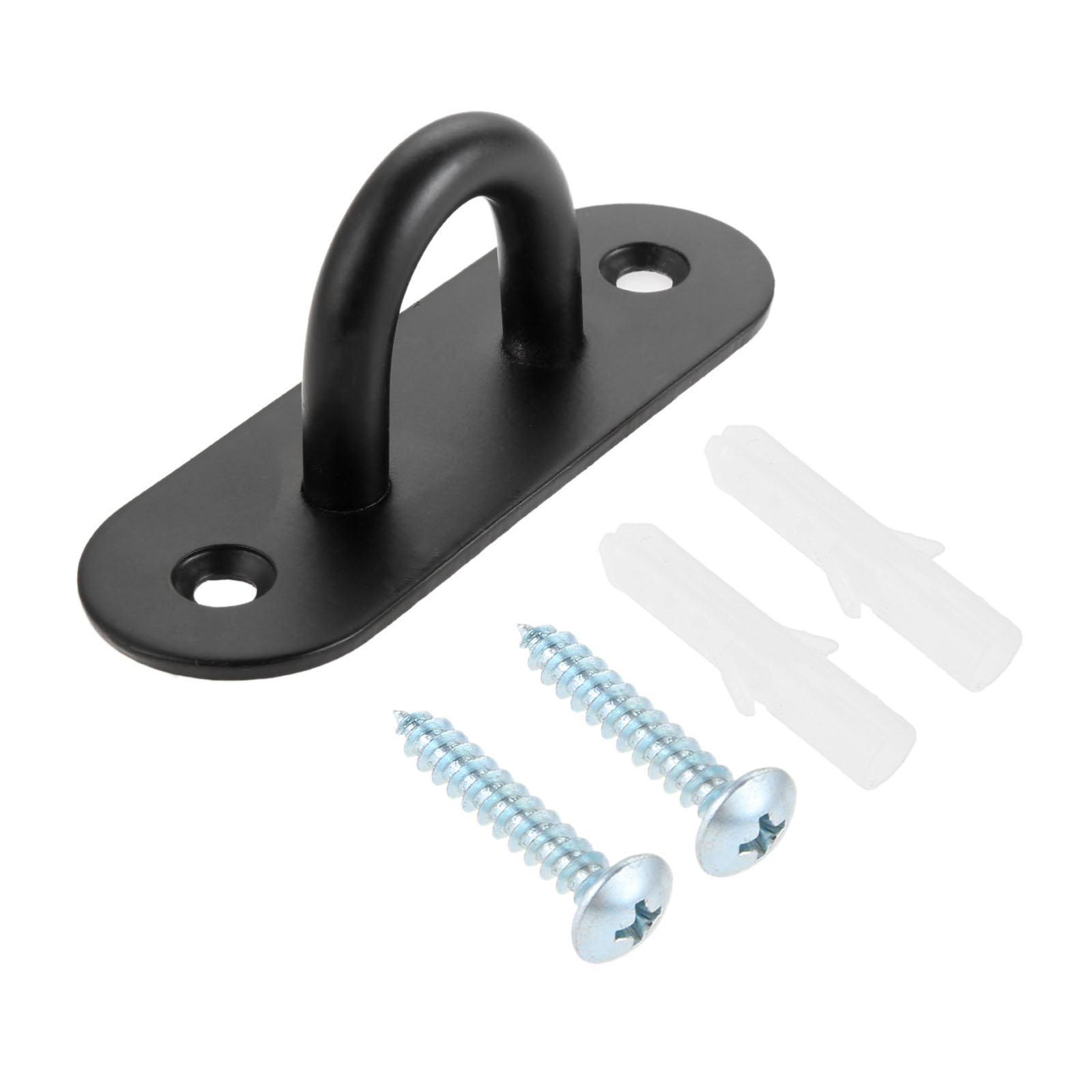 Plafond Gemonteerde Haak Stianless Staal Hanger U-vorm Ring Top Base Haning Fan/Kroonluchter/Plant Decor Black/Zilver Muur Hook Hold: Black L1 and screw