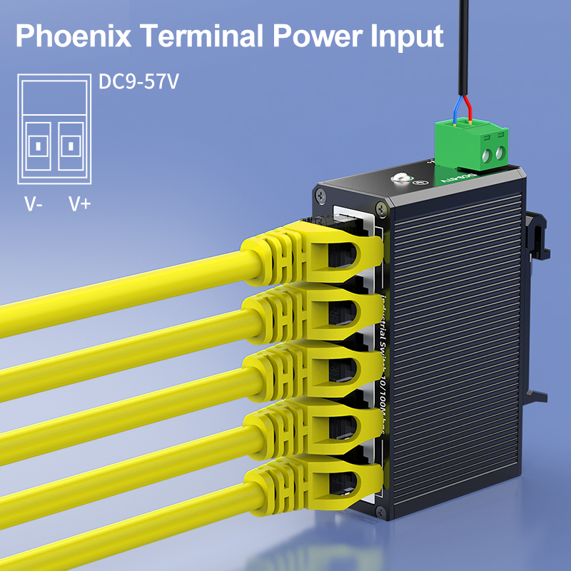 Switch industriale goodtop a 5 porte e 100 mbps, 10/100m switch di rete ethernet industriale, montaggio su guida din, plug and play