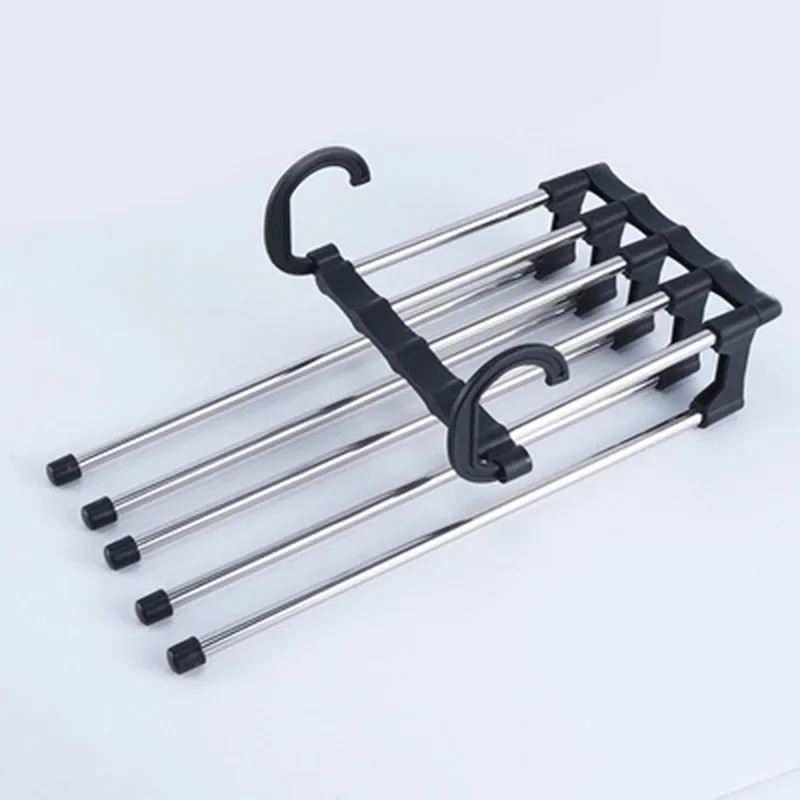 Pants Hanger 5 In1 Save Space Collapsible Towel Tie Hook Multi-functional Clothes Trouser Rack Wardrobe Closet Organizer Storage: Chocolate