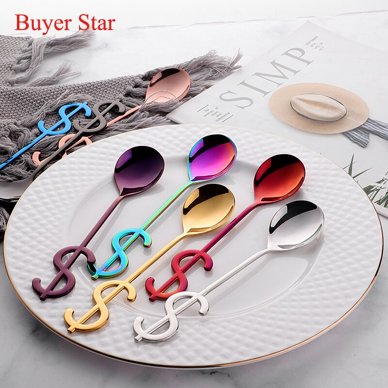 USD handle stainless steel dinner spoon 4pcs/se Flatware metal kitchen table top ware dessert salad soup Serving spoons