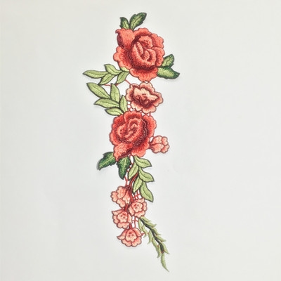 Rose Flower Embroidery Patches Sticker Clothes Parches Para La Ropa Applique Embroidery Flower Patches Diy Clothing Accessories: G